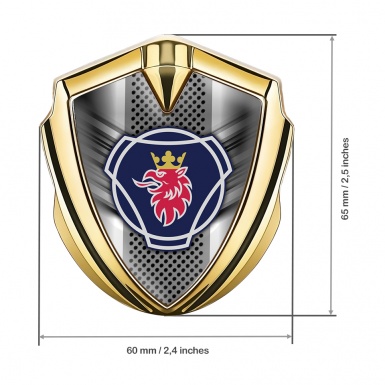 Scania Emblem Fender Badge Gold Metal Grille Classic Griffin Design
