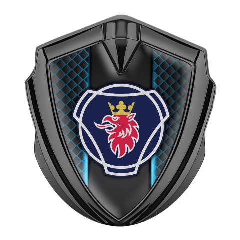 Scania Metal Emblem Self Adhesive Graphite Blue Aurora Big Griffin Edition