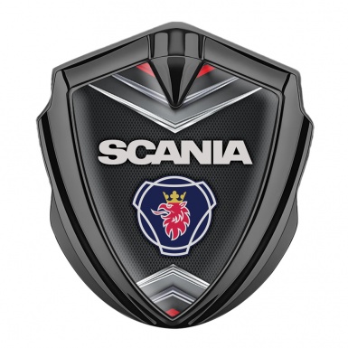 Scania Metal Domed Emblem Graphite Chrome Elements Classic Logo Design