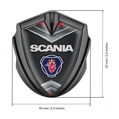Scania Metal Domed Emblem Graphite Chrome Elements Classic Logo Design