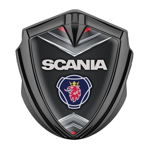 Scania Metal Domed Emblem Graphite Chrome Elements Classic Logo Design