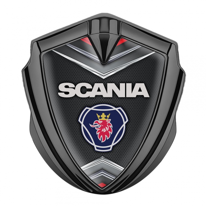 Scania Metal Domed Emblem Graphite Chrome Elements Classic Logo Design