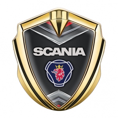 Scania Metal Domed Emblem Gold Chrome Elements Classic Logo Design