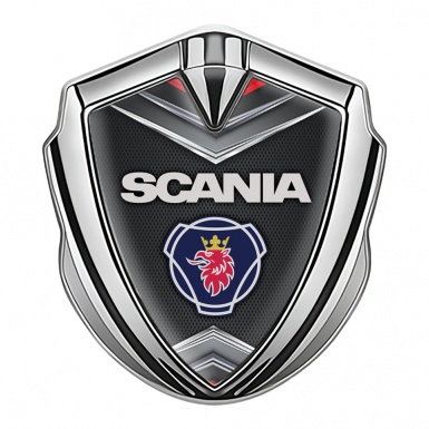 Scania Metal Domed Emblem Silver Chrome Elements Classic Logo Design