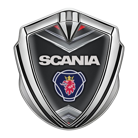 Scania Metal Domed Emblem Silver Chrome Elements Classic Logo Design