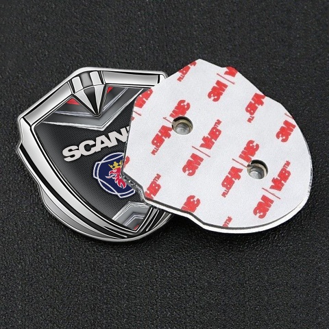 Scania Metal Domed Emblem Silver Chrome Elements Classic Logo Design