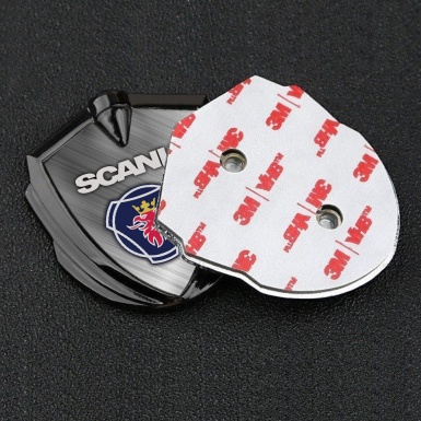 Scania Badge Self Adhesive Graphite Brushed Metal Texture Griffon Edition