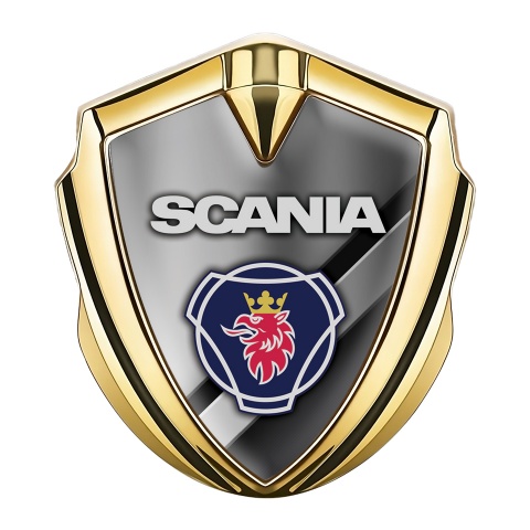 Scania Bodyside Emblem Self Adhesive Gold Polished Metal Griffin Logo