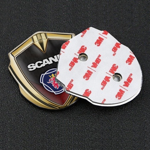 Scania Emblem Badge Self Adhesive Gold Red Scratched Classic Logo