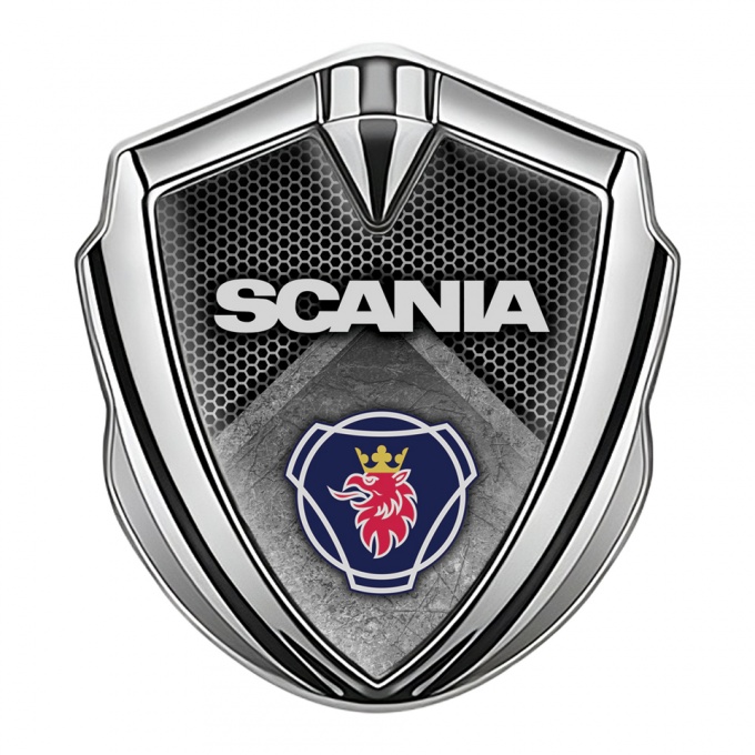 Scania Metal Emblem Self Adhesive Silver Stone Slab Griffin Logo