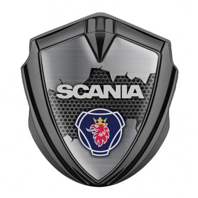 Scania Emblem Trunk Badge Graphite Torn Metal Effect Griffin Symbol Edition