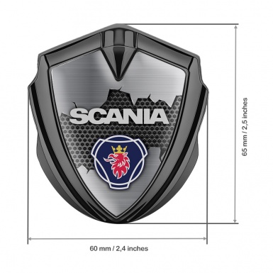 Scania Emblem Trunk Badge Graphite Torn Metal Effect Griffin Symbol Edition