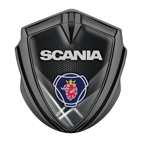 Scania Emblem Badge Graphite White Hex Light Beams Griffin Symbol Design
