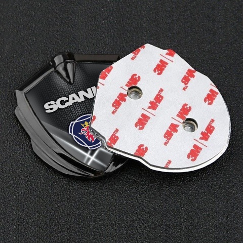 Scania Emblem Badge Graphite White Hex Light Beams Griffin Symbol Design