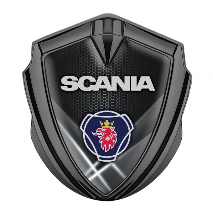 Scania Emblem Badge Graphite White Hex Light Beams Griffin Symbol Design