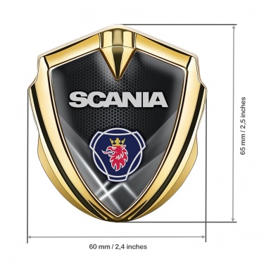 Scania Emblem Badge Gold White Hex Light Beams Griffin Symbol Design