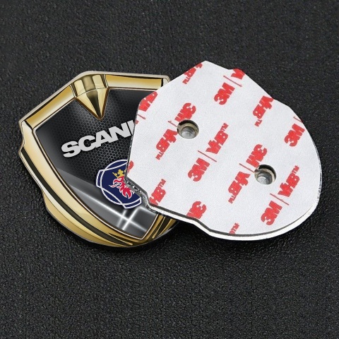 Scania Emblem Badge Gold White Hex Light Beams Griffin Symbol Design