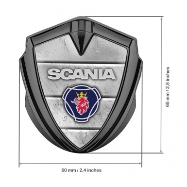 Scania Metal Domed Emblem Graphite Stone Surface Classic Griffin Logo