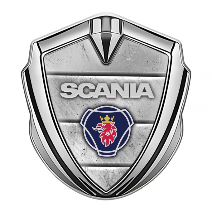 Scania Metal Domed Emblem Silver Stone Surface Classic Griffin Logo