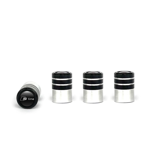 Audi S line Valve Caps 4 pcs Black Silicone Sticker with White Logo