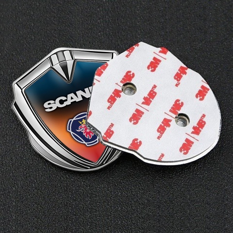 Scania Emblem Badge Self Adhesive Silver Color Gradient Classic Logo
