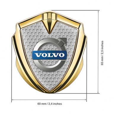 Volvo Metal Domed Emblem Gold Honeycomb Metallic Logo Design