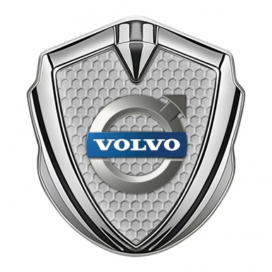 Volvo Metal Domed Emblem Silver Honeycomb Metallic Logo Design