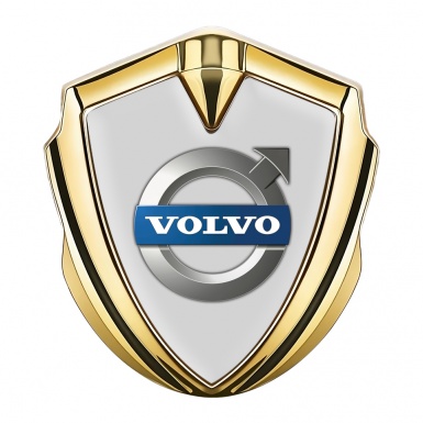 Volvo Badge Self Adhesive Gold Grey Base Polished Logo Surface