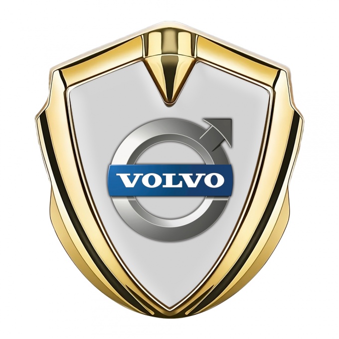 Volvo Badge Self Adhesive Gold Grey Base Polished Logo Surface