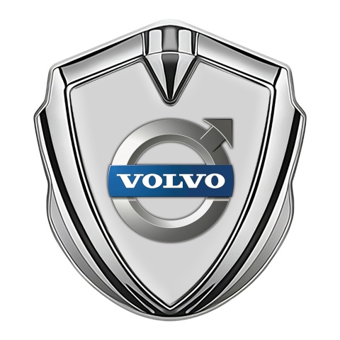 Volvo Badge Self Adhesive Silver Grey Base Polished Logo Surface