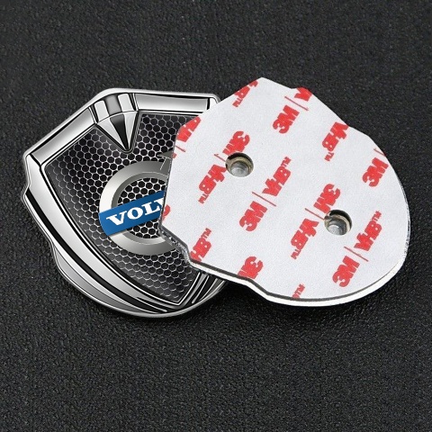 Volvo Emblem Badge Self Adhesive Silver Dark Grate Metallic Logo Design