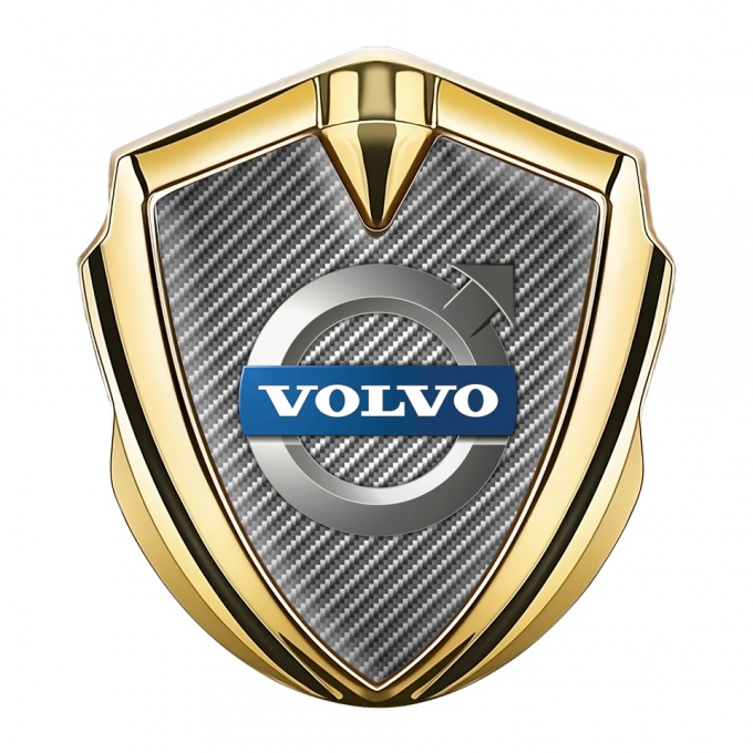 Volvo Emblem Fender Badge Gold Light Carbon Metallic Logo Edition