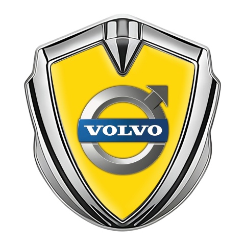 Volvo Metal Emblem Self Adhesive Silver Yellow Base Metallic Logo Edition