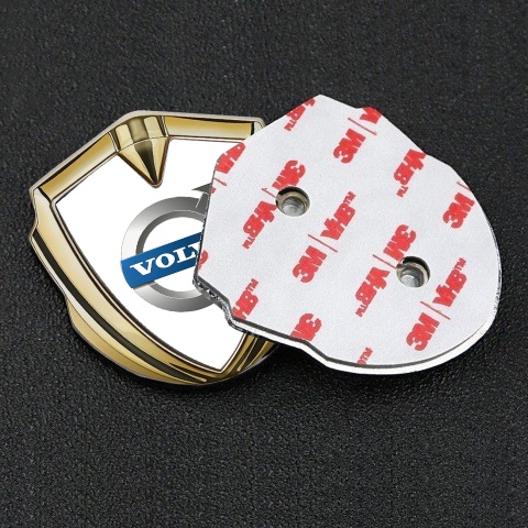 Volvo Emblem Trunk Badge Gold White Base Metallic Logo Edition