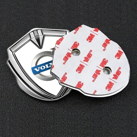 Volvo Emblem Trunk Badge Silver White Base Metallic Logo Edition
