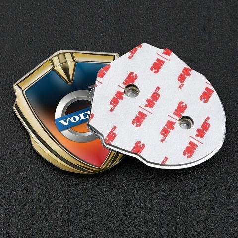 Volvo Emblem Badge Gold Color Gradient Polished Logo Edition