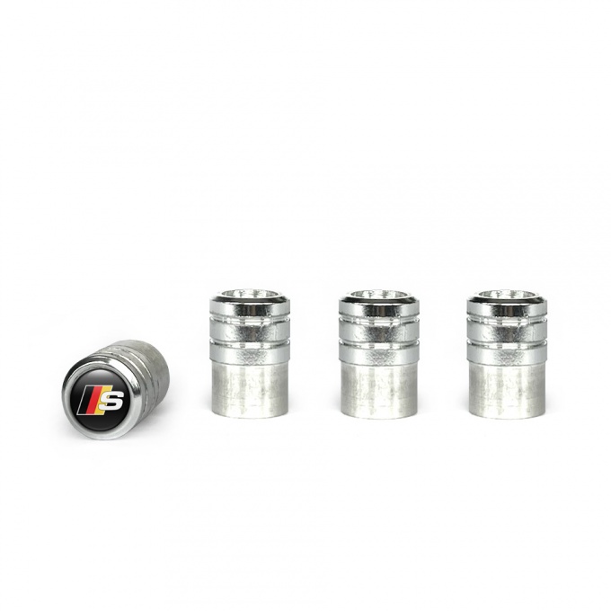 Audi S Aluminum Valve Caps 4 pcs Black Silicone Sticker