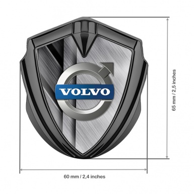 Volvo Domed Emblem Graphite Brushed Steel Polished Logo Variant