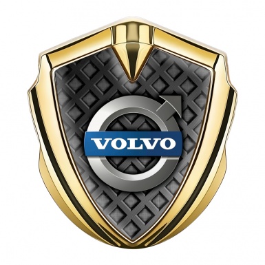Volvo Metal Emblem Self Adhesive Gold Dark Squares Polished Logo
