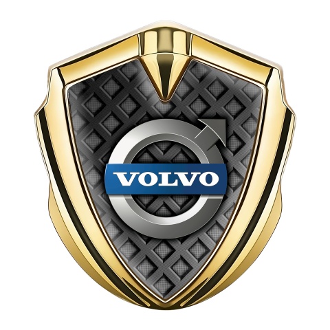 Volvo Metal Emblem Self Adhesive Gold Dark Squares Polished Logo