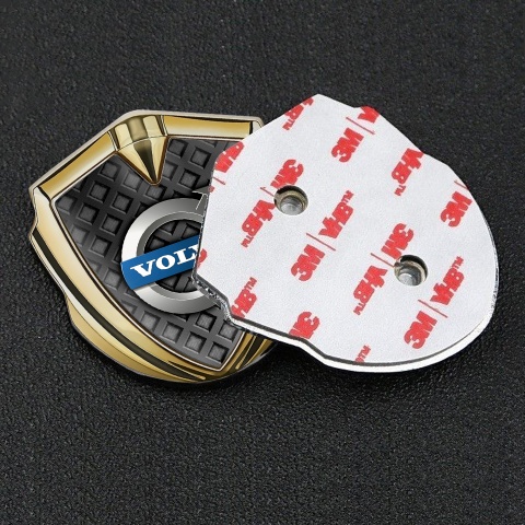 Volvo Metal Emblem Self Adhesive Gold Dark Squares Polished Logo