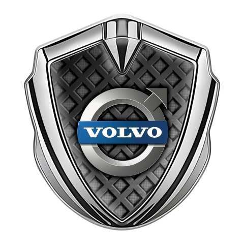 Volvo Metal Emblem Self Adhesive Silver Dark Squares Polished Logo