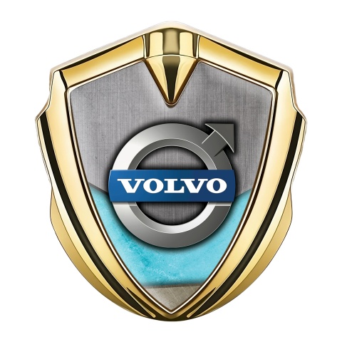 Volvo Fender Emblem Badge Gold Turquoise Element Metallic Logo Design