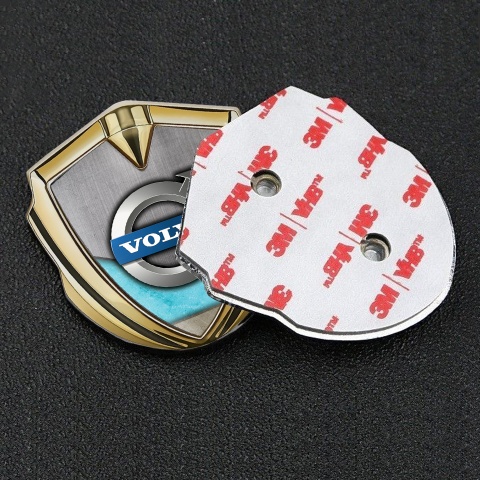 Volvo Fender Emblem Badge Gold Turquoise Element Metallic Logo Design
