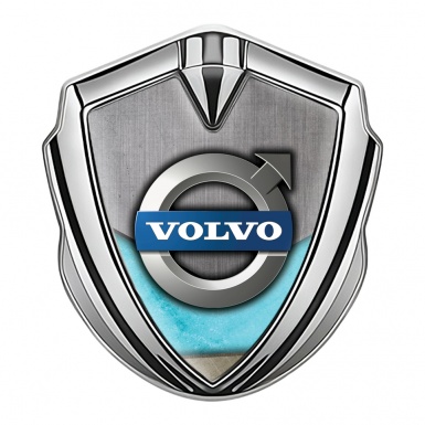Volvo Fender Emblem Badge Silver Turquoise Element Metallic Logo Design