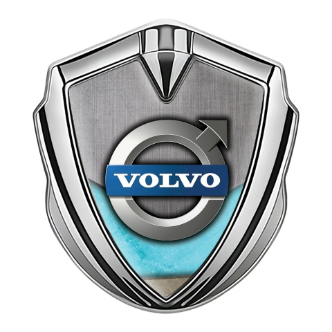 Volvo Fender Emblem Badge Silver Turquoise Element Metallic Logo Design