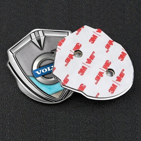 Volvo Fender Emblem Badge Silver Turquoise Element Metallic Logo Design