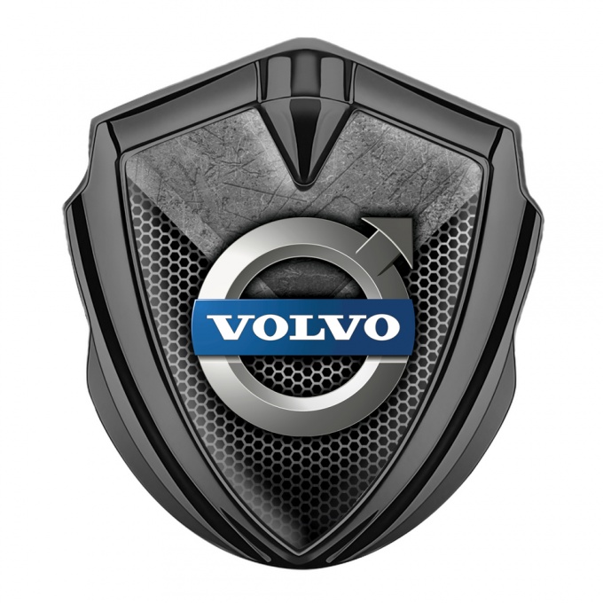 Volvo Emblem Self Adhesive Graphite Rough Stone Metallic Logo Edition