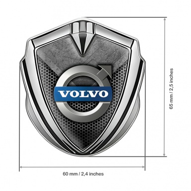 Volvo Emblem Self Adhesive Silver Rough Stone Metallic Logo Edition