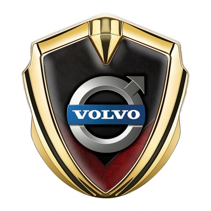 Volvo Emblem Badge Gold Red Element Metallic Logo Motif